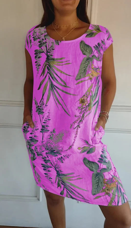 Summer Dress for Women with Pockets and Vibrant Print