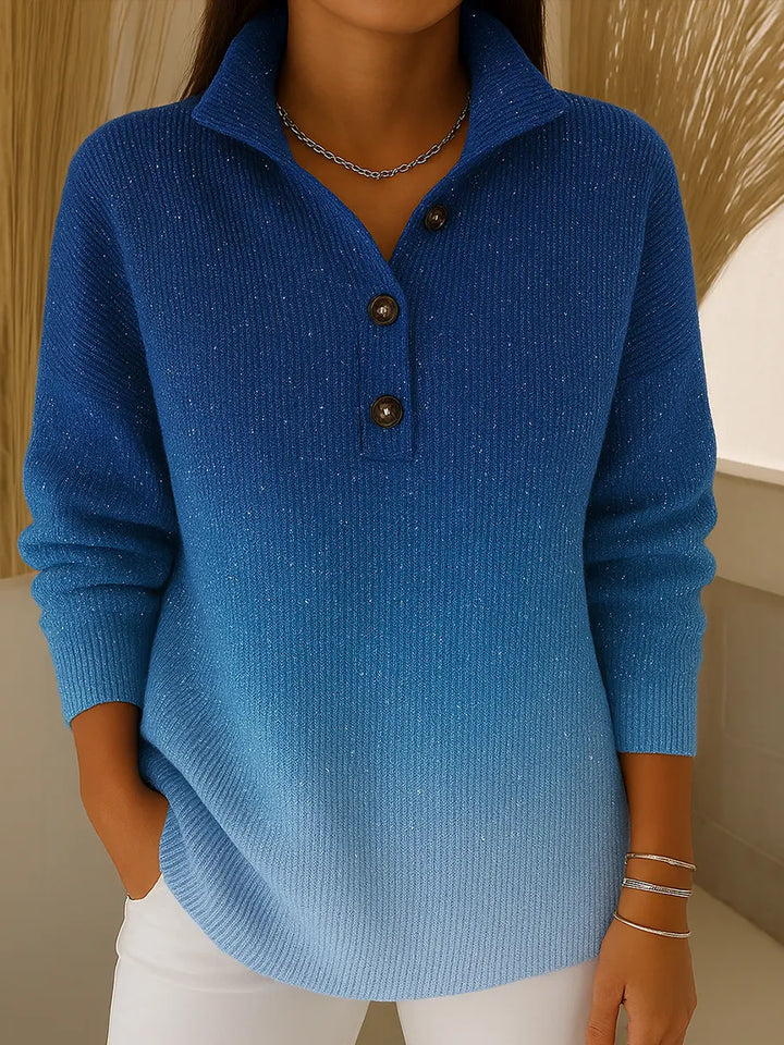 Megan™ - Women’s Gradient Sequin-Knit Collared Cardigan