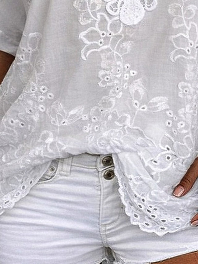 Women's V-Neck Short Sleeve Blouse