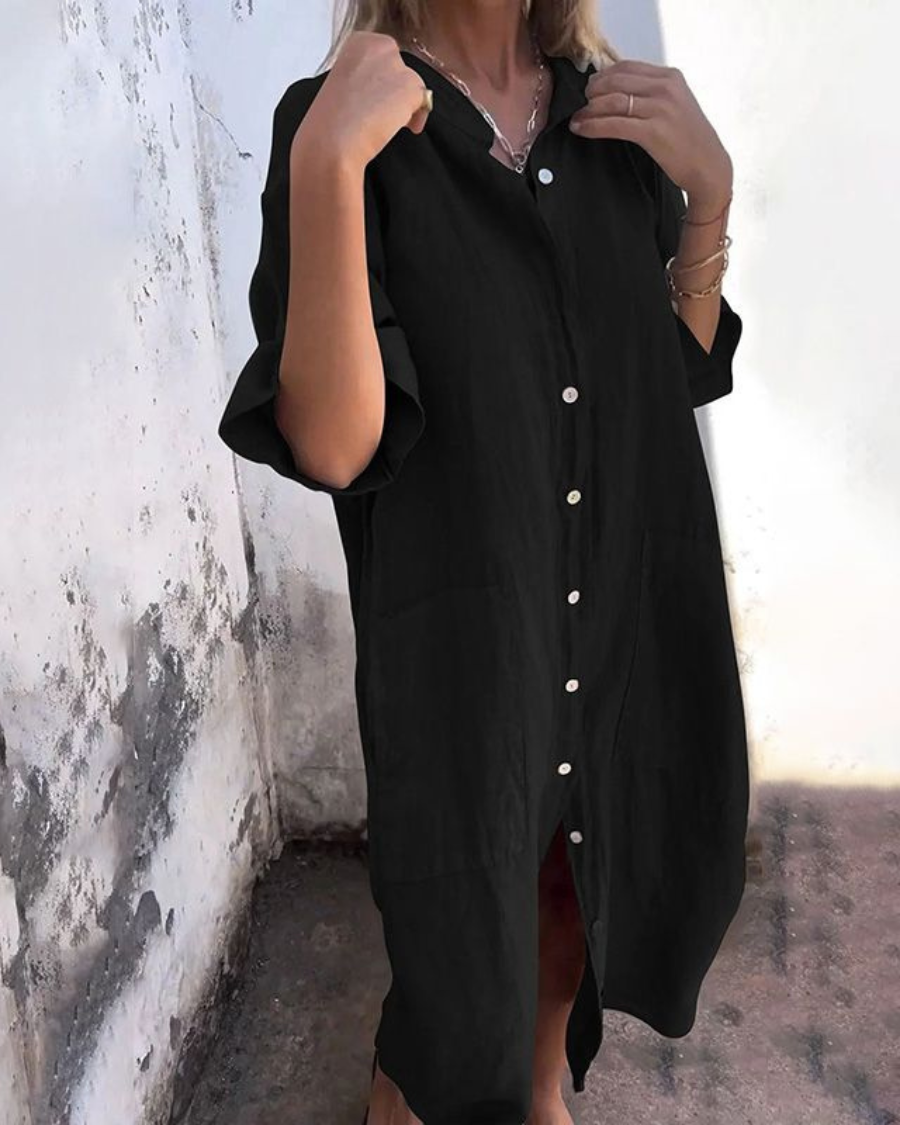 Meiva™ - Cotton Linen Shirt Long Dress