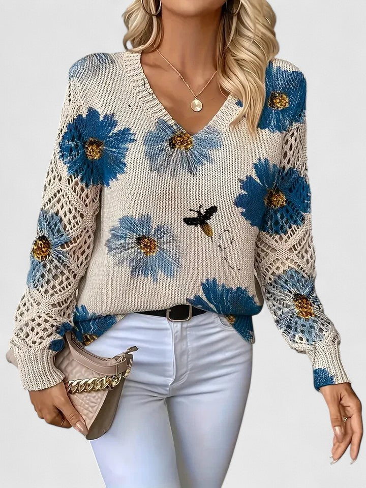 Noelle – Floral Knit Sweater