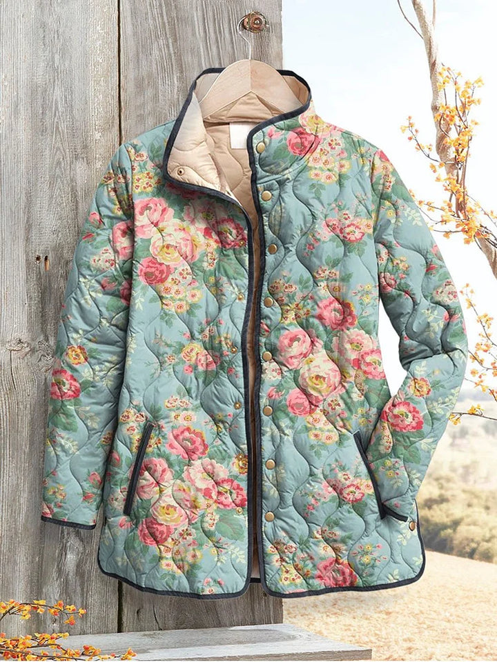 Women's Jacket with Beautiful Floral Pattern, Quilted