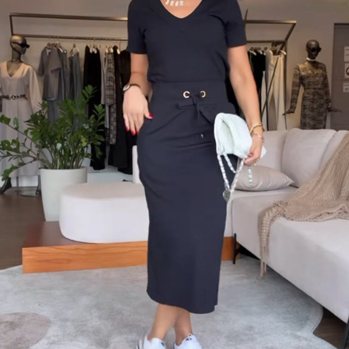 Tori™ - Stylish V-Neck Top & Skirt Set