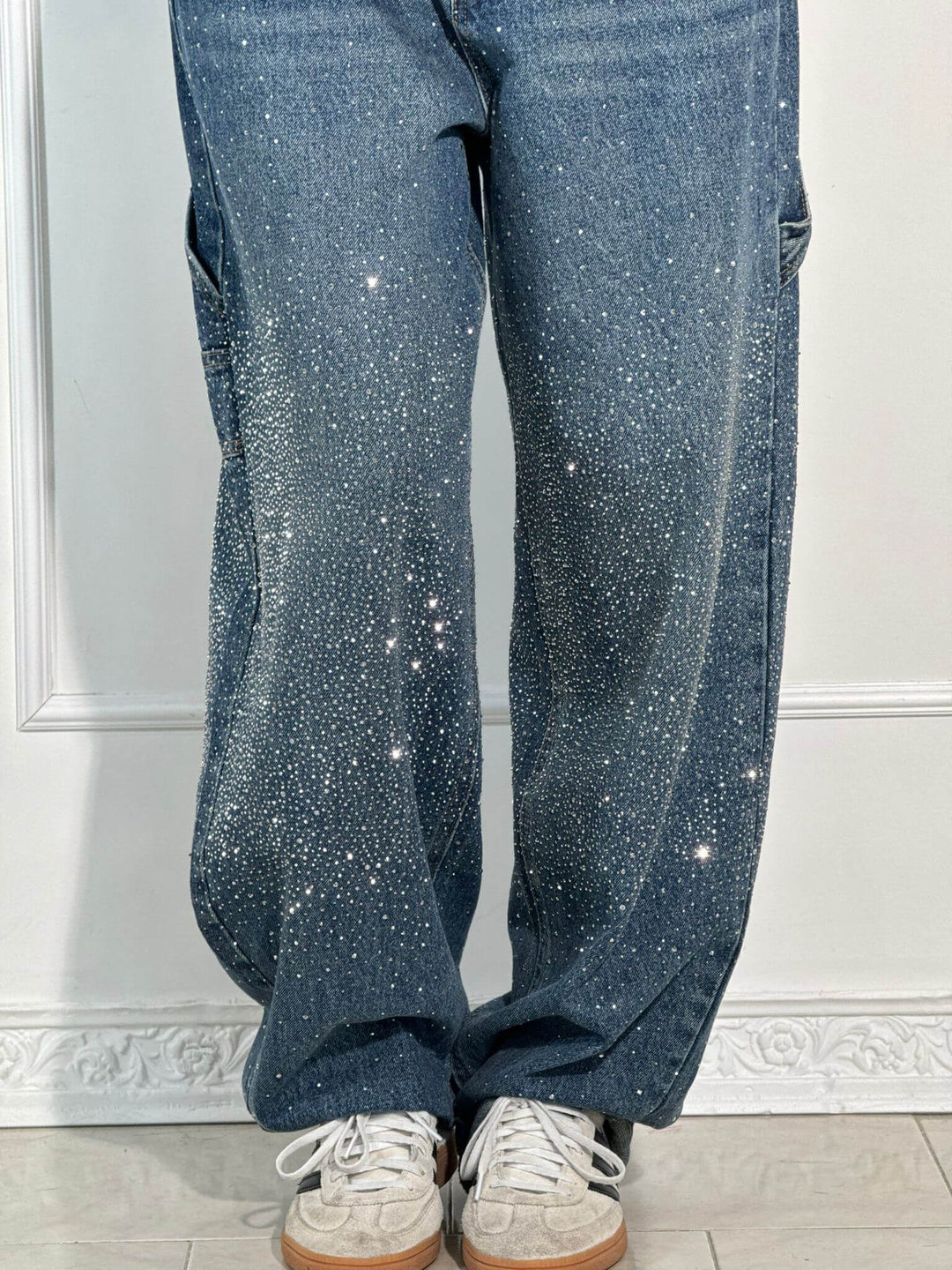 Shiny Carpenter-Style Denim Jeans