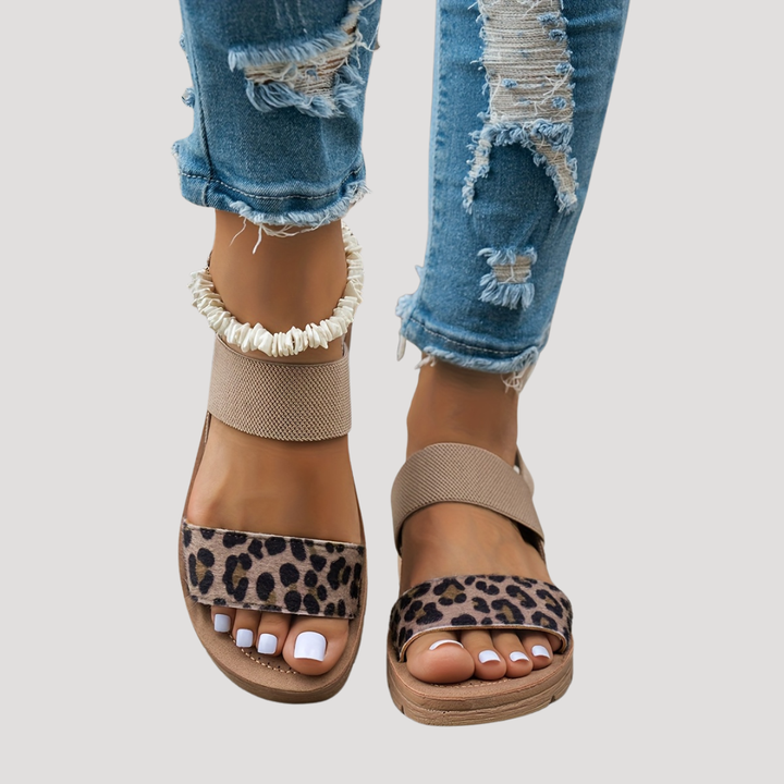 Women's Stylish Leopard Print Cross-Strap Flat Sandals for Ultimate Comfort