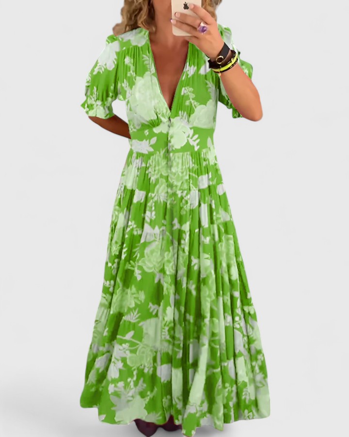 Minelda | Chic Floral V-Neck Dress