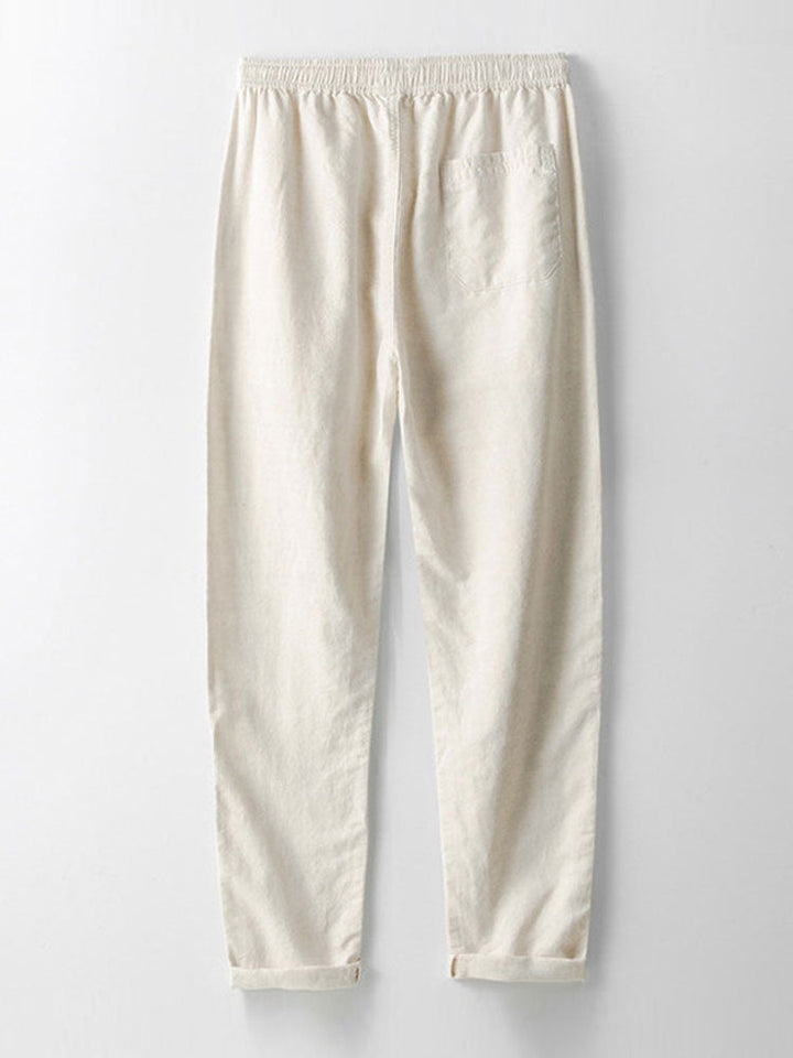 Button-Up Shirt and Straight Leg Trousers in Linen Rayon Blend