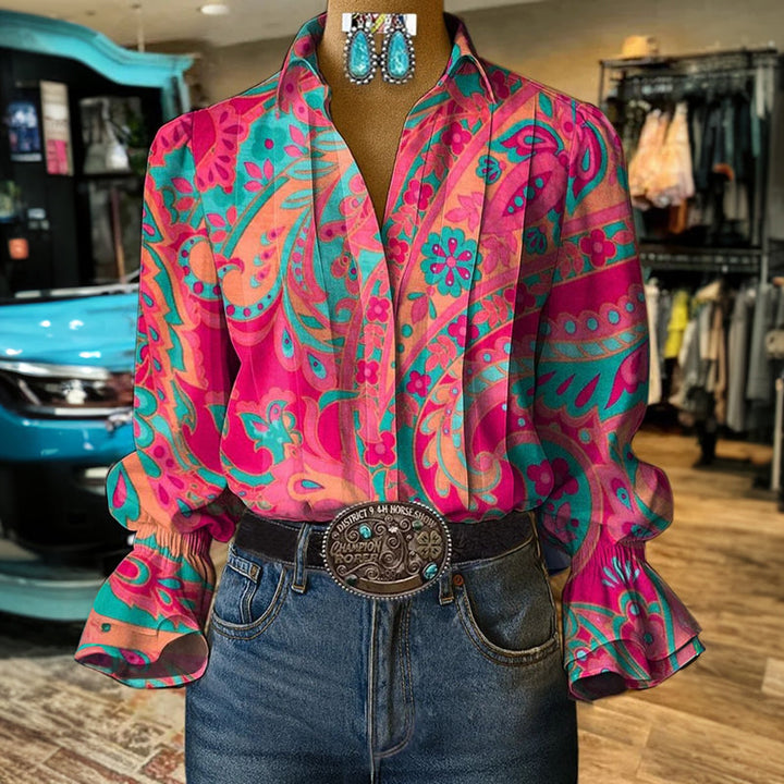 Retro Floral Pattern Top