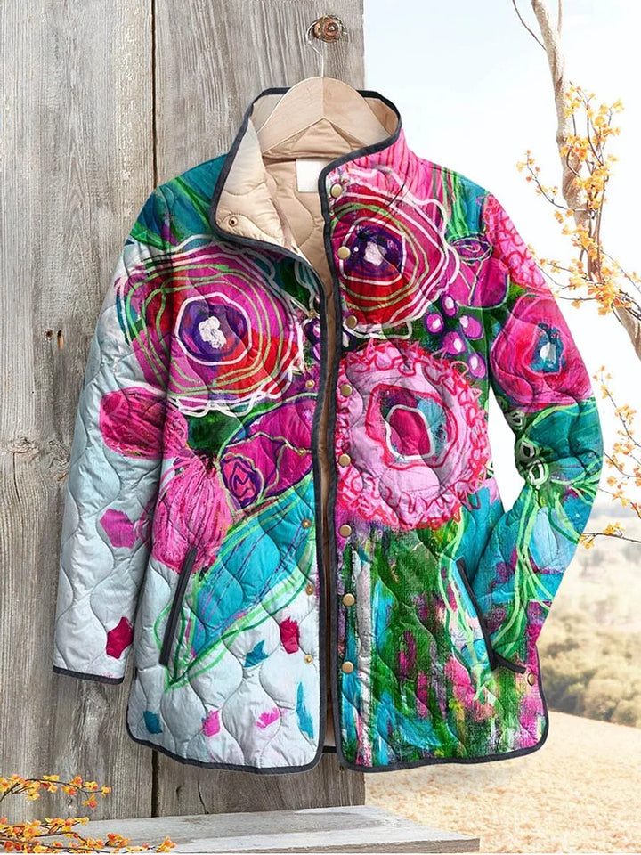 Feminine Charming Jacket with Floral Pattern