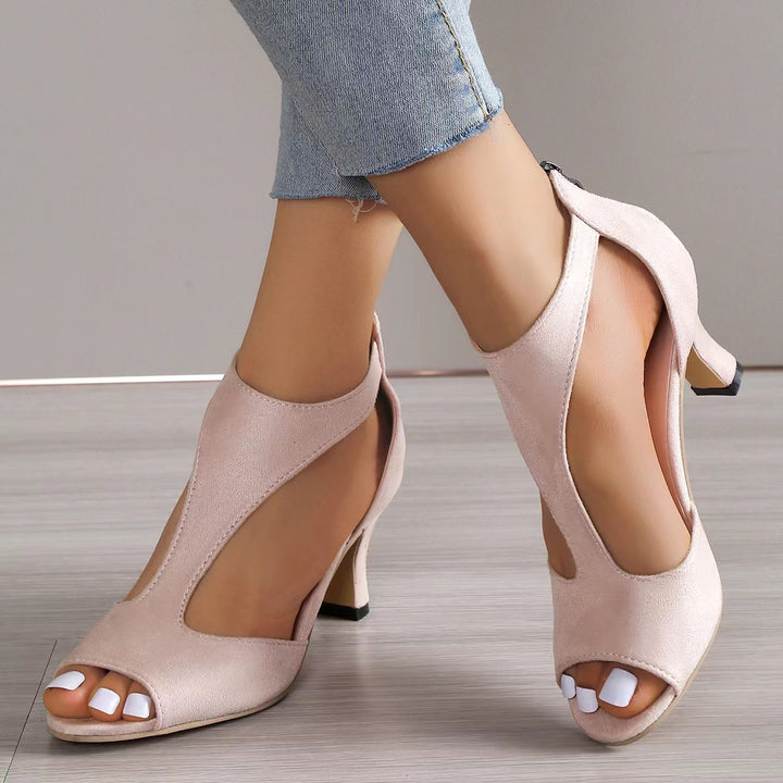 Back Zipper Fish-Shaped Heeled Shoes