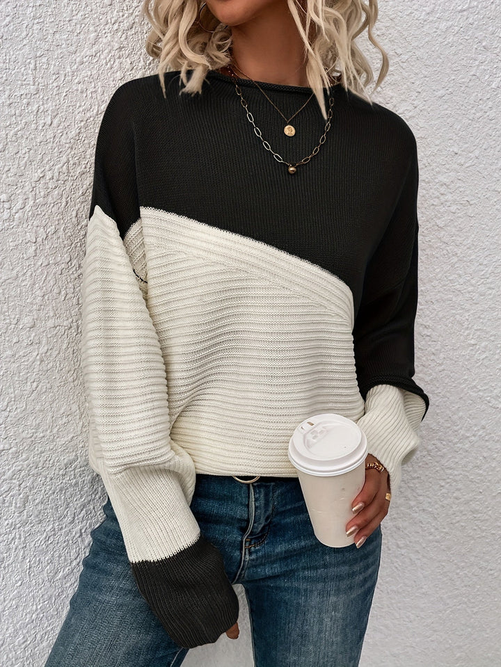 Zelda™ - Elegant Color Block Pullover Sweater