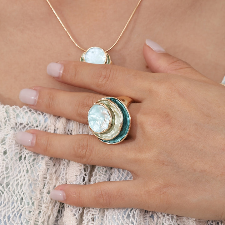 Three-Layered Boho Enamel Ring