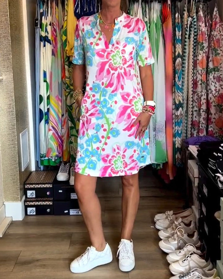 Federica™ - Dress with Short Sleeves and Floral Print