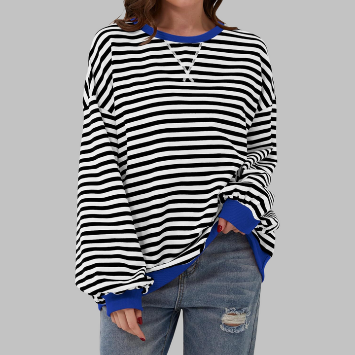 LUKA™ - Striped Long Sleeve Casual Sweatshirt with Round Neck