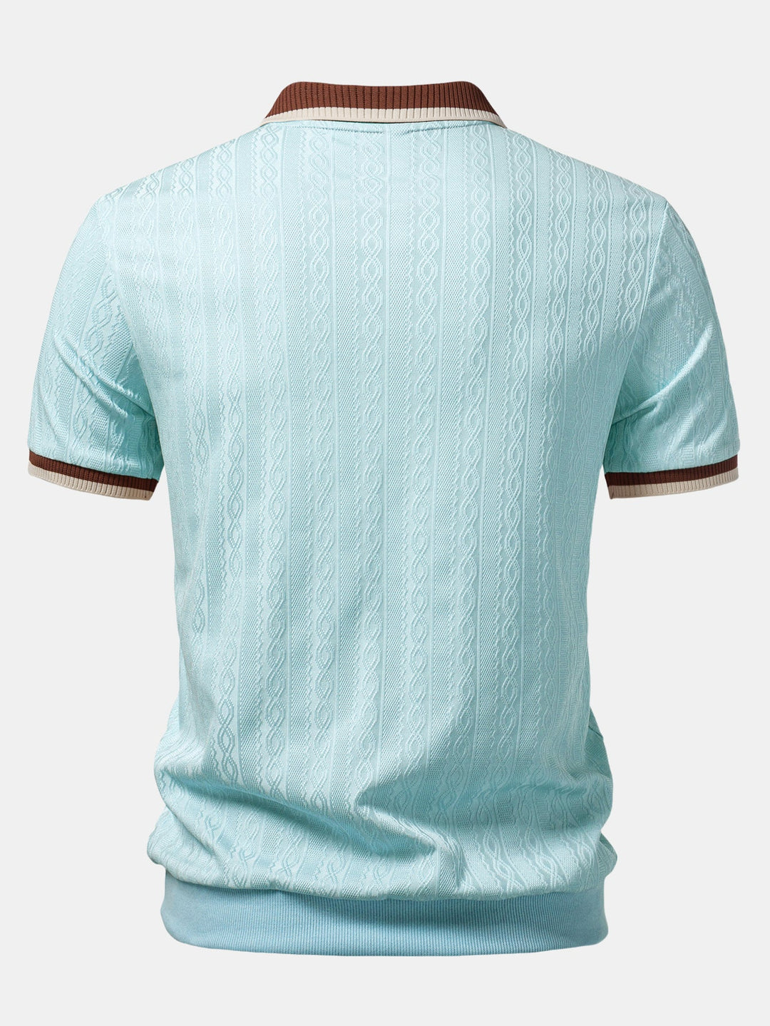 Textured Knit Polo with Contrast Trim and Zipper