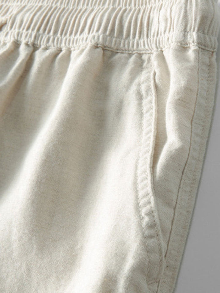 Button-Up Shirt and Straight Leg Trousers in Linen Rayon Blend