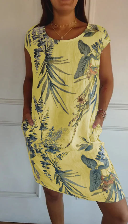 Summer Dress for Women with Pockets and Vibrant Print