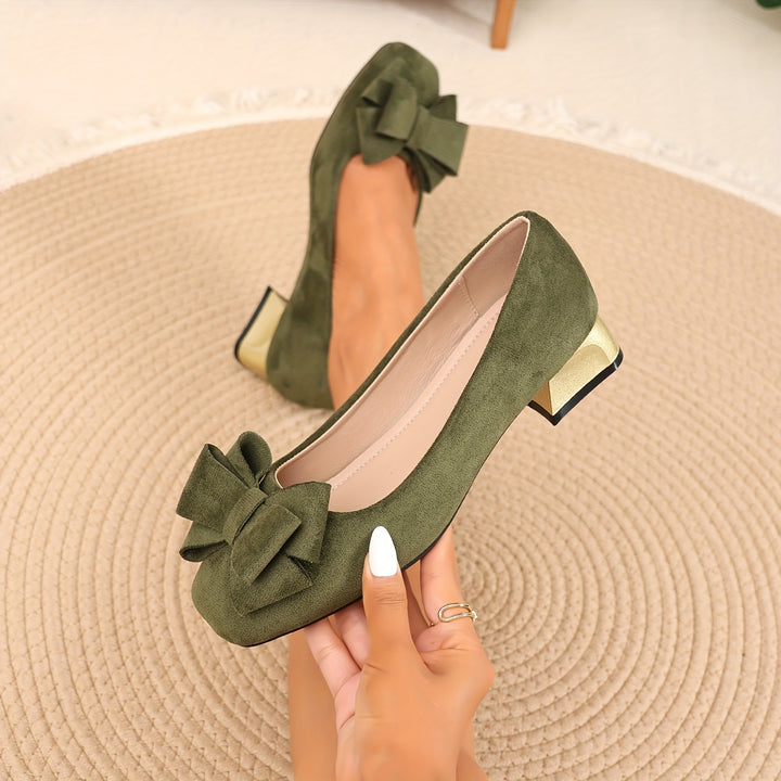 Chic Women's Bow Shoes with Stylish Thick Heels