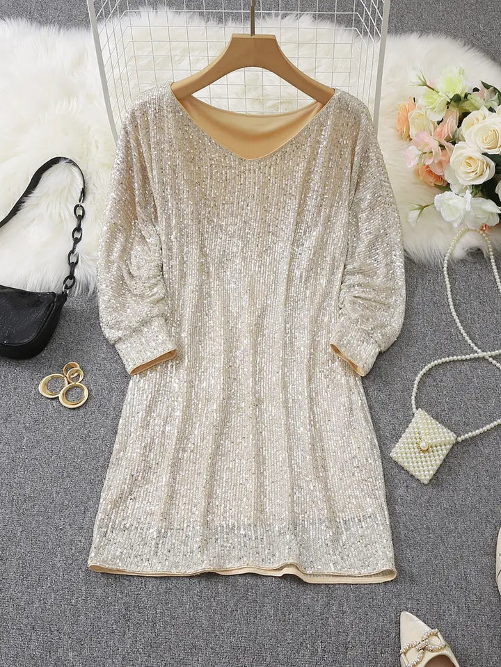 Contrast Sequin Party Dress