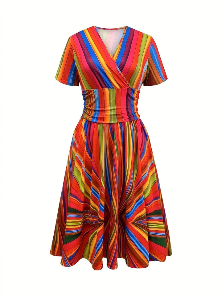 Eve™ - Colorblock Striped Print Dress