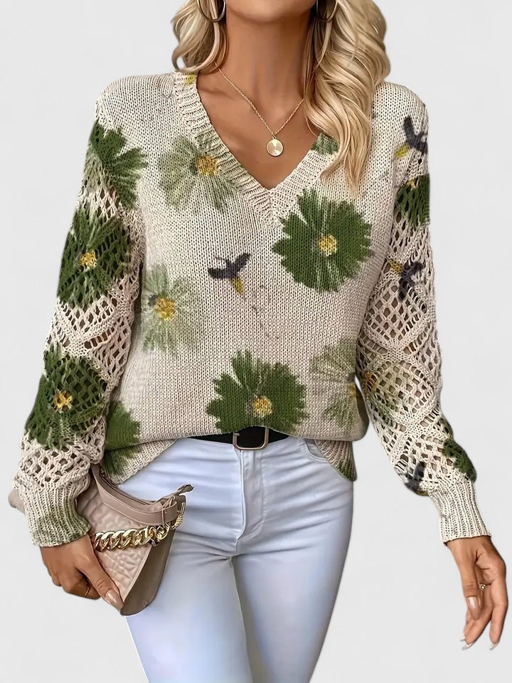 Noelle – Floral Knit Sweater