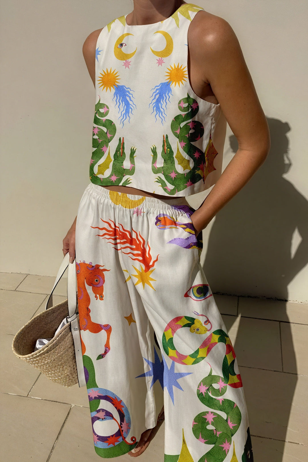 Women's Cropped Top and Wide-Leg Pants Set