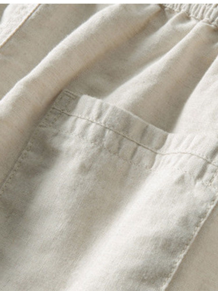 Button-Up Shirt and Straight Leg Trousers in Linen Rayon Blend