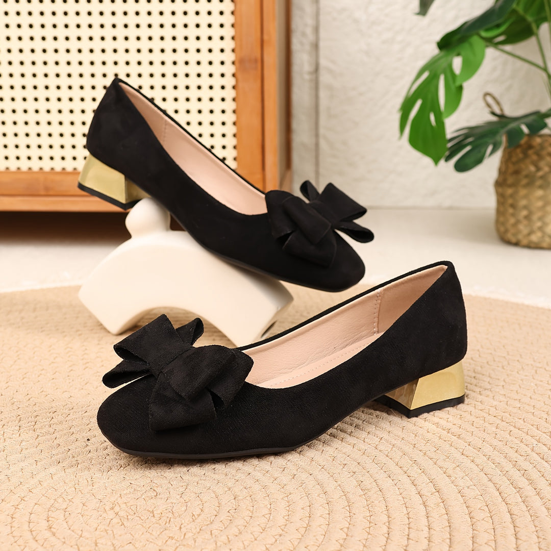 Chic Women's Bow Shoes with Stylish Thick Heels