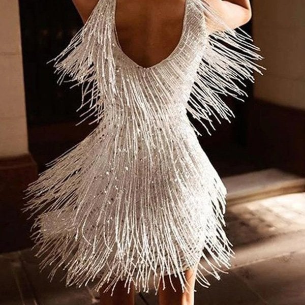 Chic and Alluring Fringed Party Dress