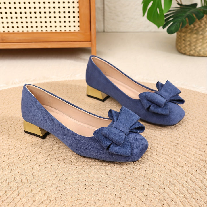 Chic Women's Bow Shoes with Stylish Thick Heels