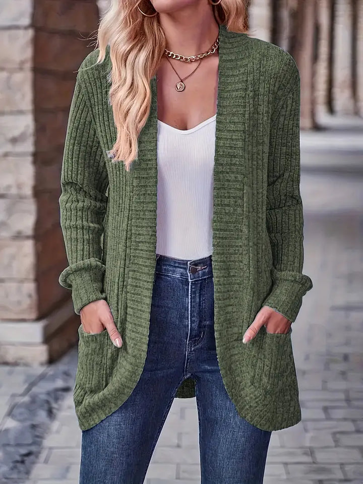 Neva™ - Elegant Ribbed Long Sleeve Cardigan