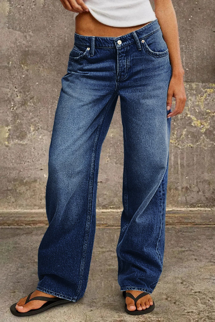 Mid-Rise Straight Fit Denim Jeans