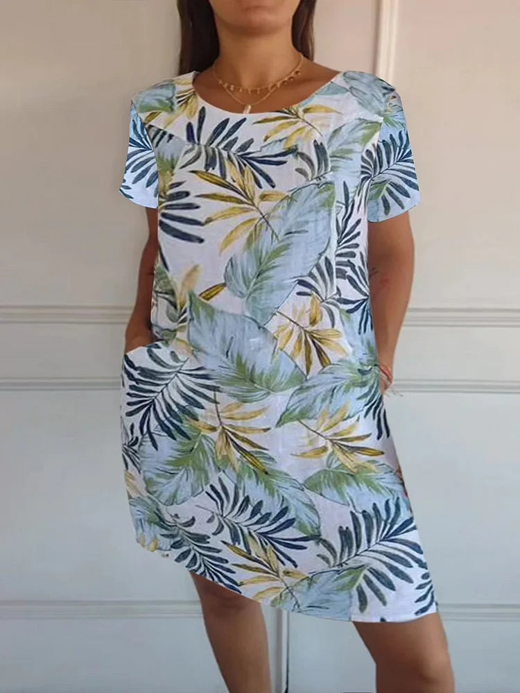 Summer Dress for Women with Pockets and Vibrant Print
