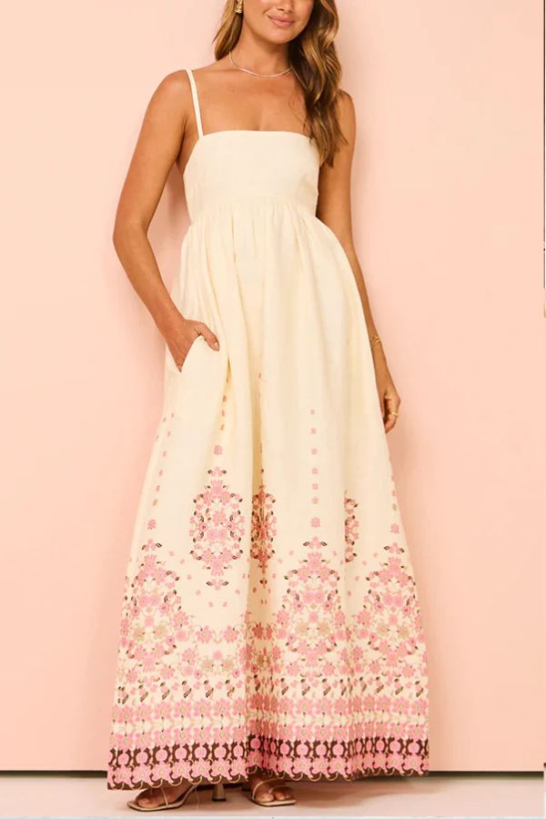 Wendy® Floral Paradise Maxi Dress with Straps and Pockets - Unique Print and Comfortable Fit