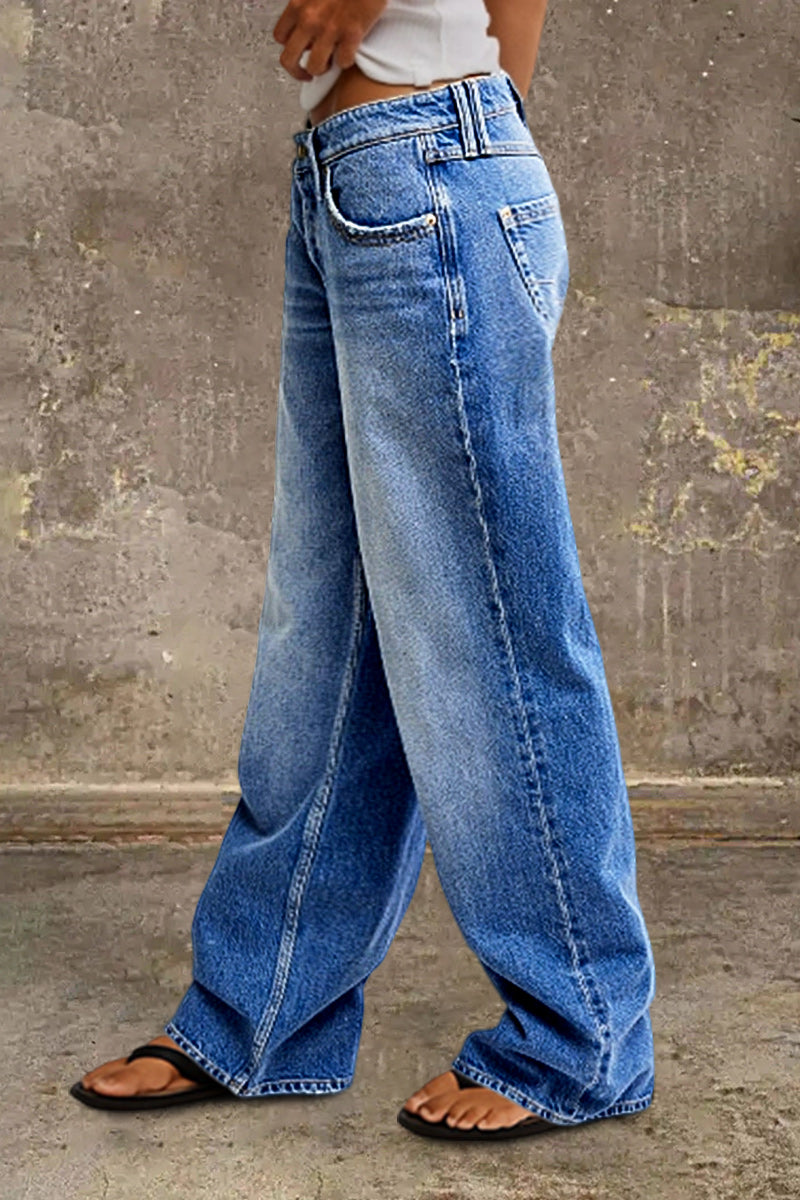 Mid-Rise Straight Fit Denim Jeans