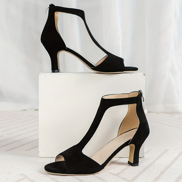Back Zipper Fish-Shaped Heeled Shoes
