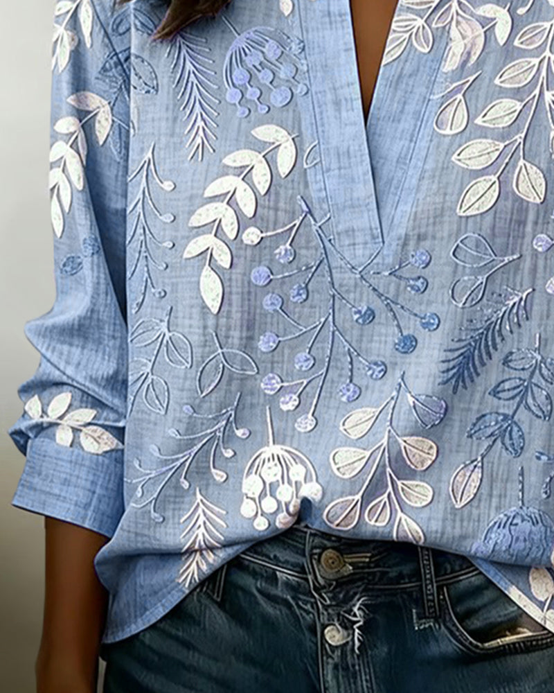 Eleni™ | Floral Print Blouse with High Neck