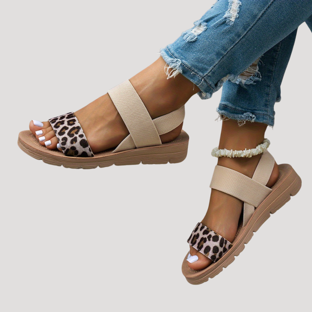 Women's Stylish Leopard Print Cross-Strap Flat Sandals for Ultimate Comfort