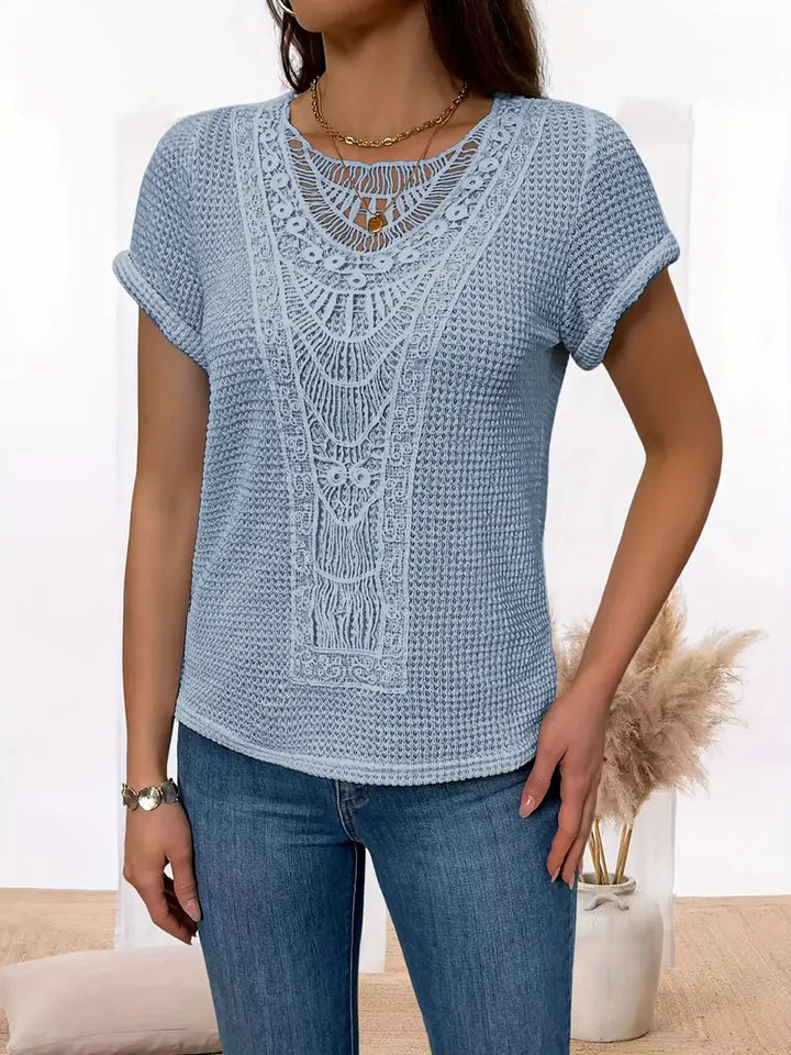 Megan™ - Stylish Round Neckline Lace Shirt