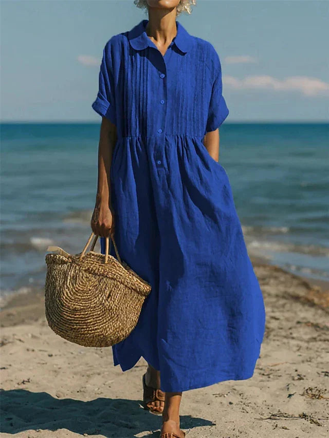 Lightweight Summer Button-Up Shirt Dress for Women