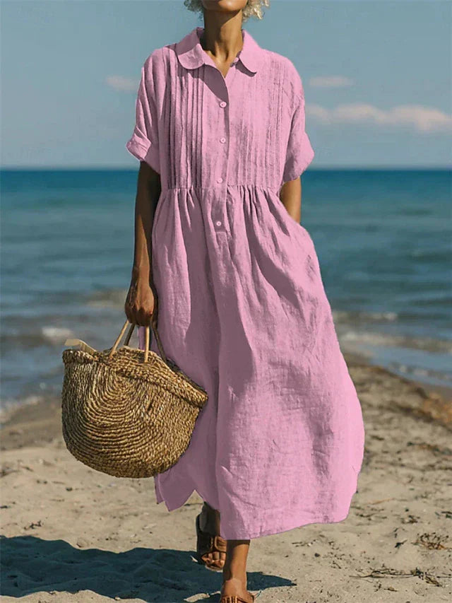 Lightweight Summer Button-Up Shirt Dress for Women
