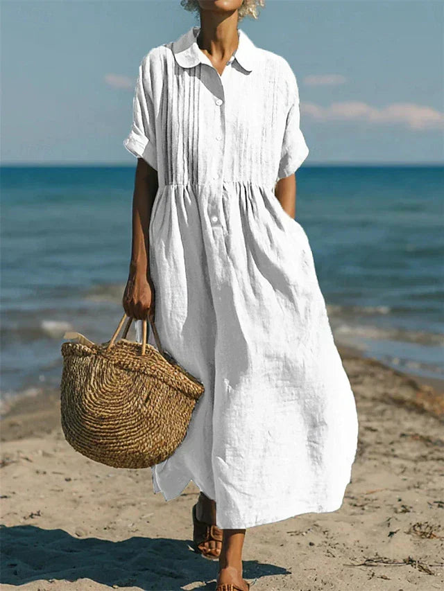 Lightweight Summer Button-Up Shirt Dress for Women