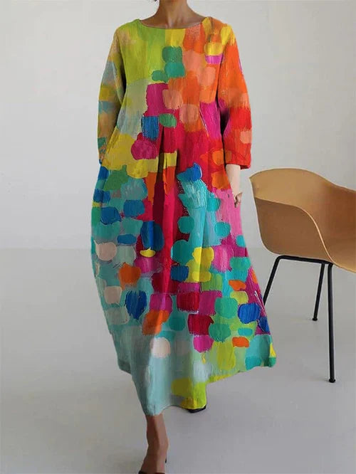 Antonella | Women's Round Neck Maxi Dress with Pockets