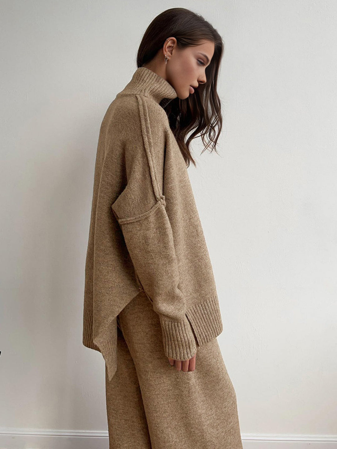 Women's Turtleneck Lounge Set with Wide-Leg Trousers
