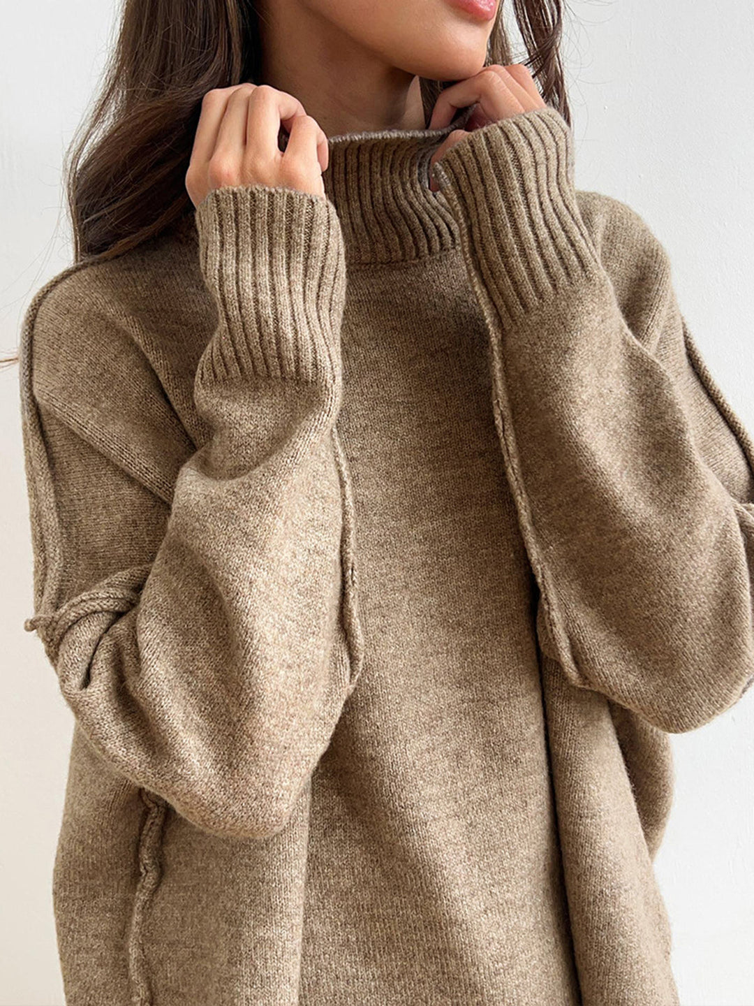 Women's Turtleneck Lounge Set with Wide-Leg Trousers