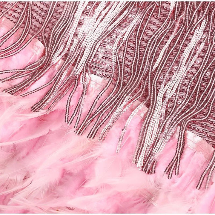 Flattering Fit Feather Mini Dress