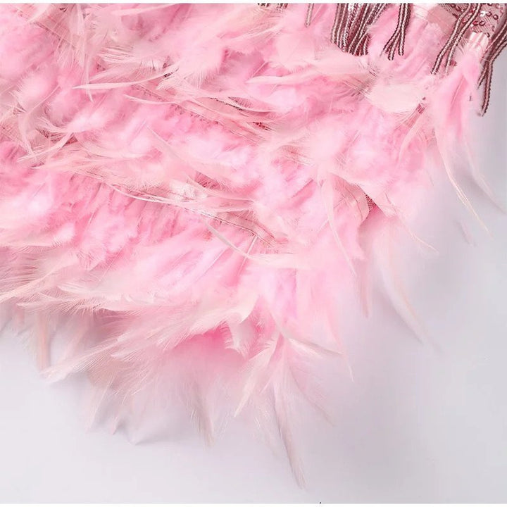 Flattering Fit Feather Mini Dress