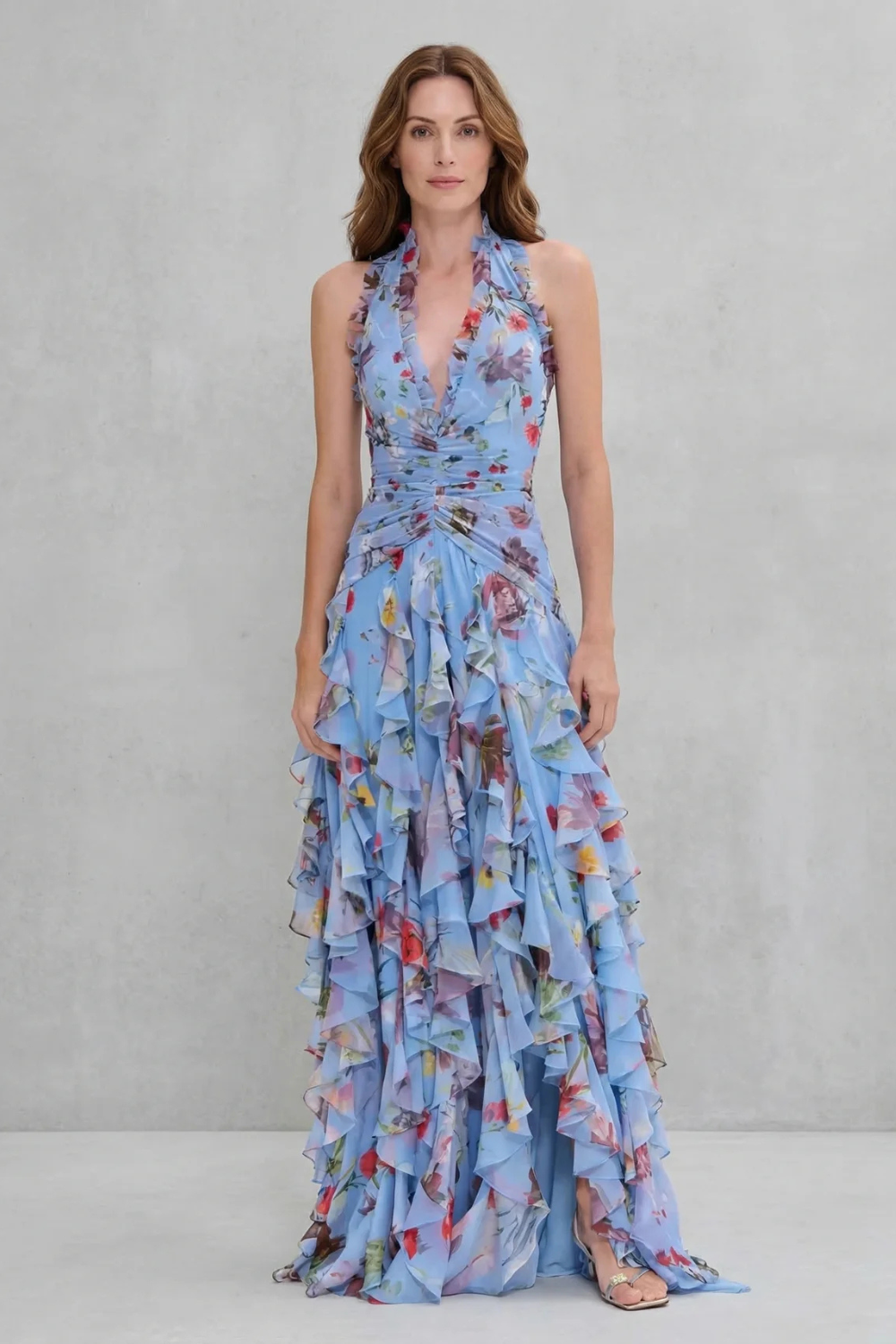 Belladina | Women's Floral Maxi Dress with Ruffles