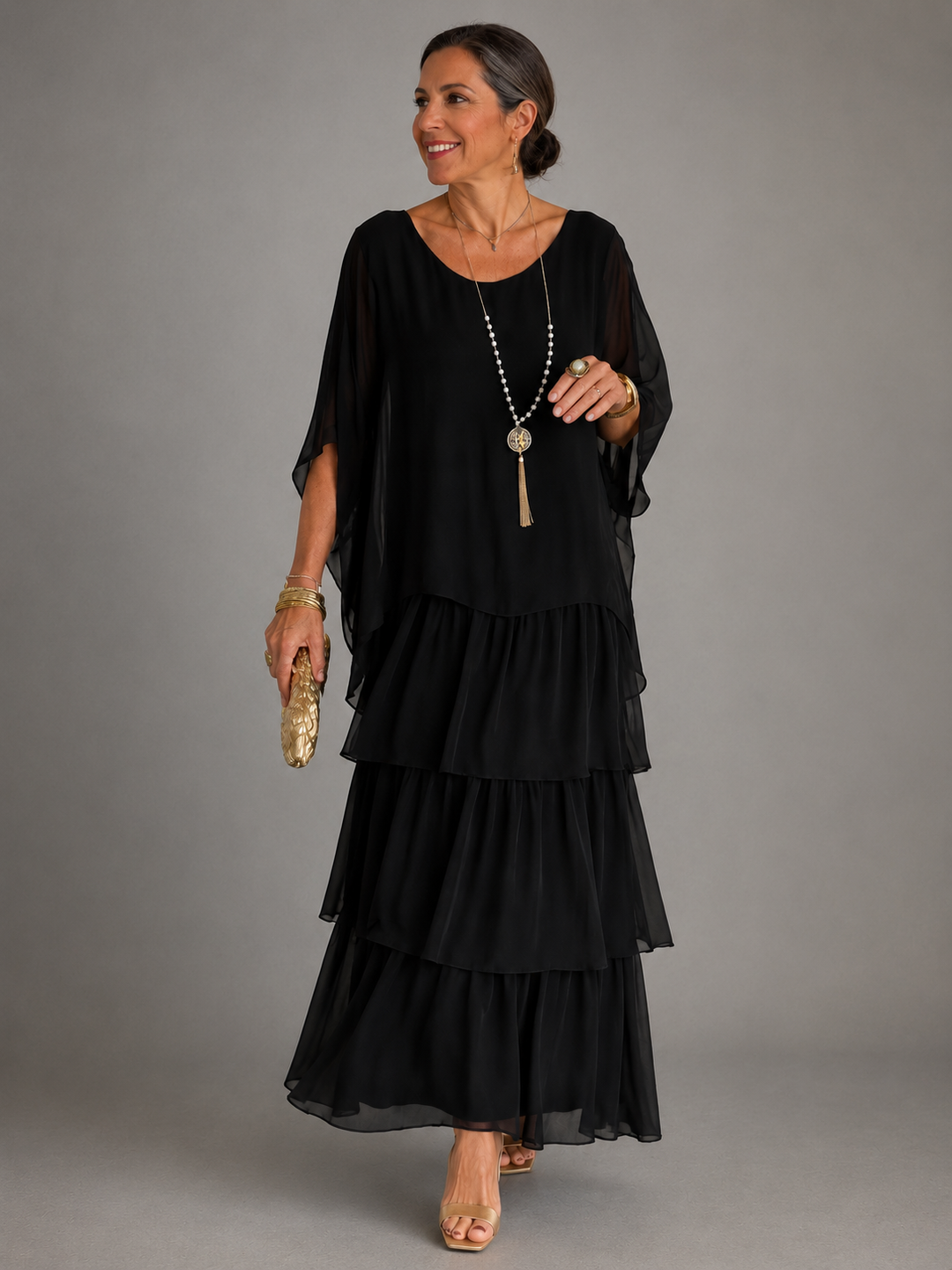 Lara | Women's Round Neck Maxi Dress with Pockets