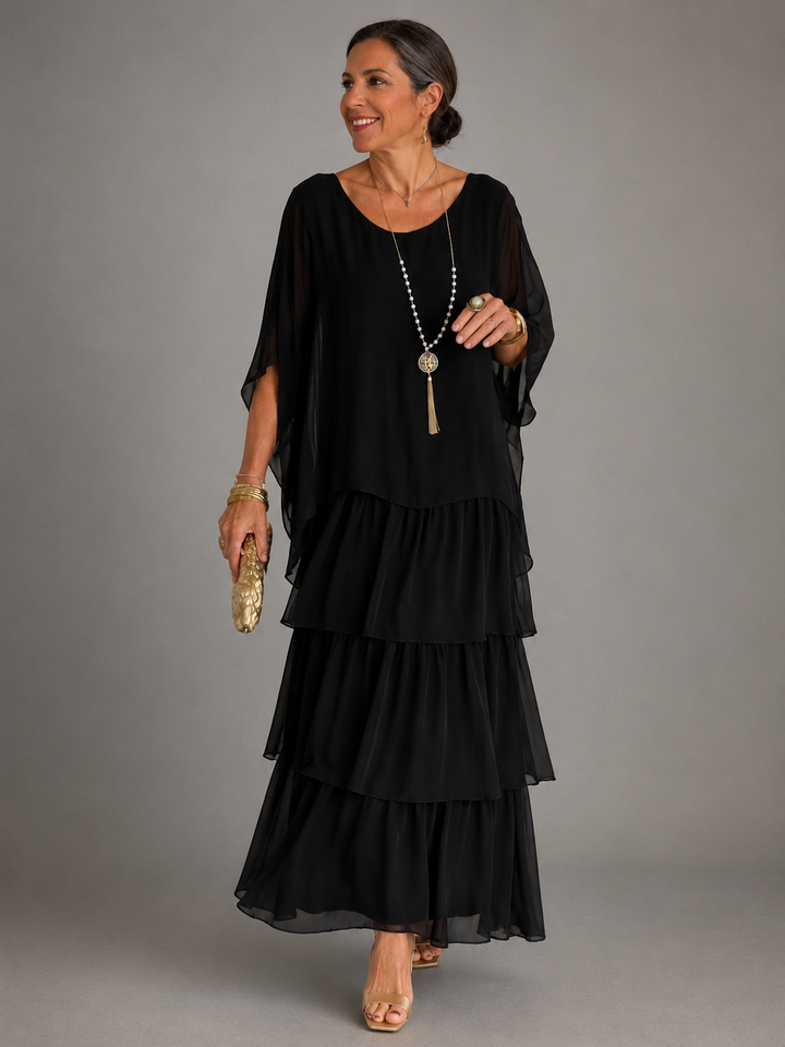Lara | Women's Round Neck Maxi Dress with Pockets
